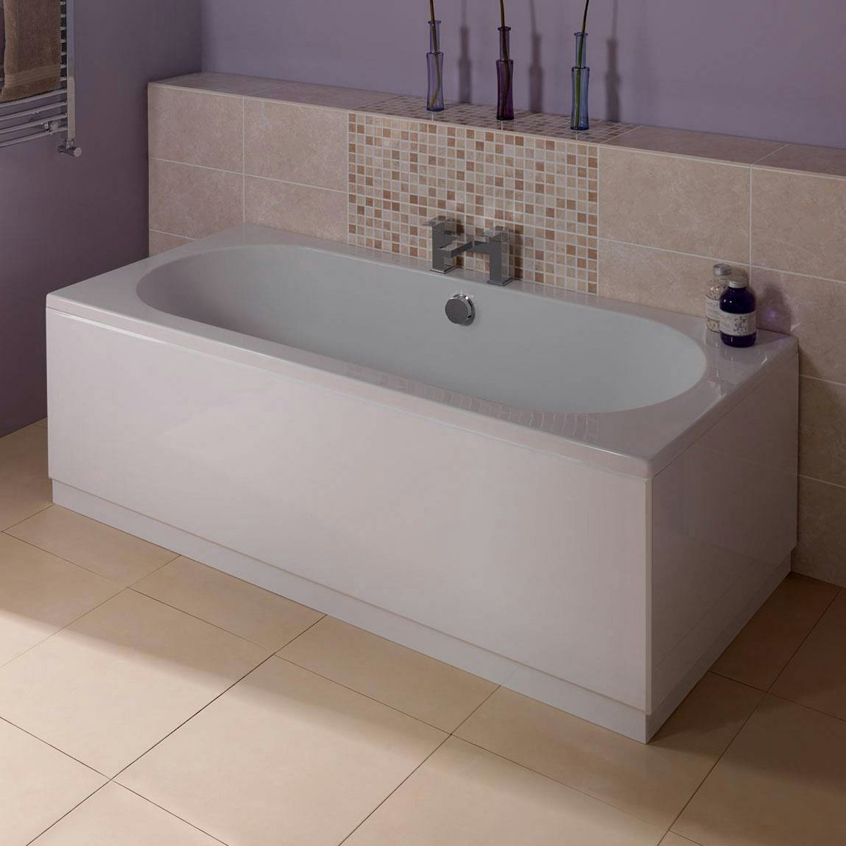 Gloss White Wooden Bath Side Panel 1700 | VictoriaPlum.com